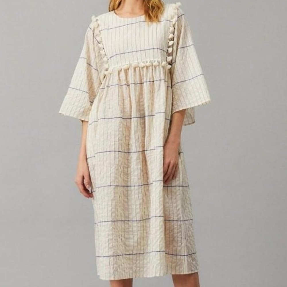 TORY Burch Striped cotton Cream and Blue Women's Dress Size S